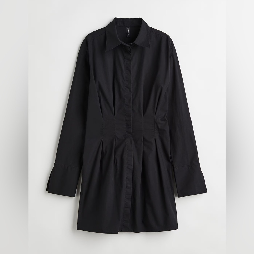 5/25$ Pleated collared poplin cotton dress | H&M